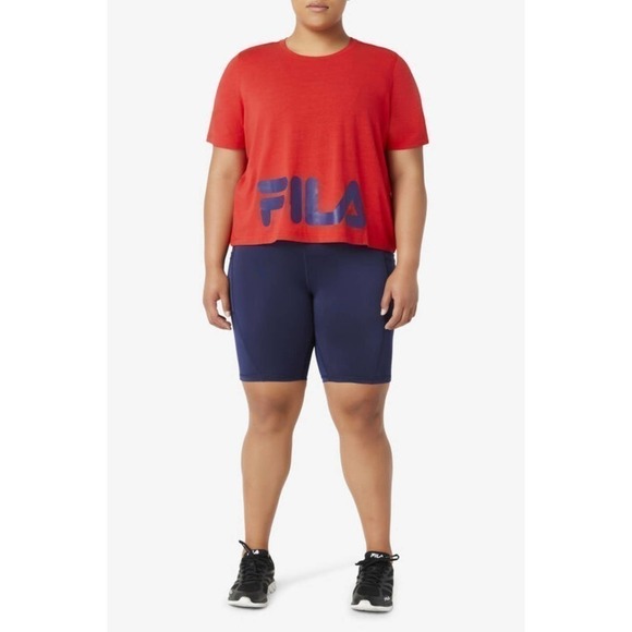 FILA Plus Size Cropped Logo Crewneck T-Shirt Red 3X NWT - Picture 5 of 11